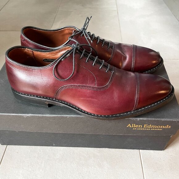 Allen Edmonds Park Avenue Cap-Toe Oxfords Lace Up Leather Shoes Merlot Size 9 D main image 8